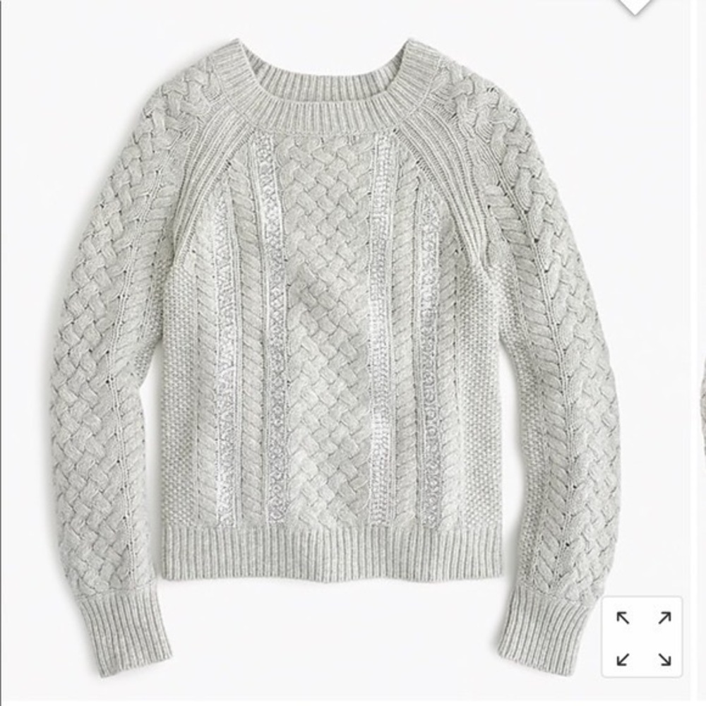 J. Crew Cable-Knit Sweater with Sequin